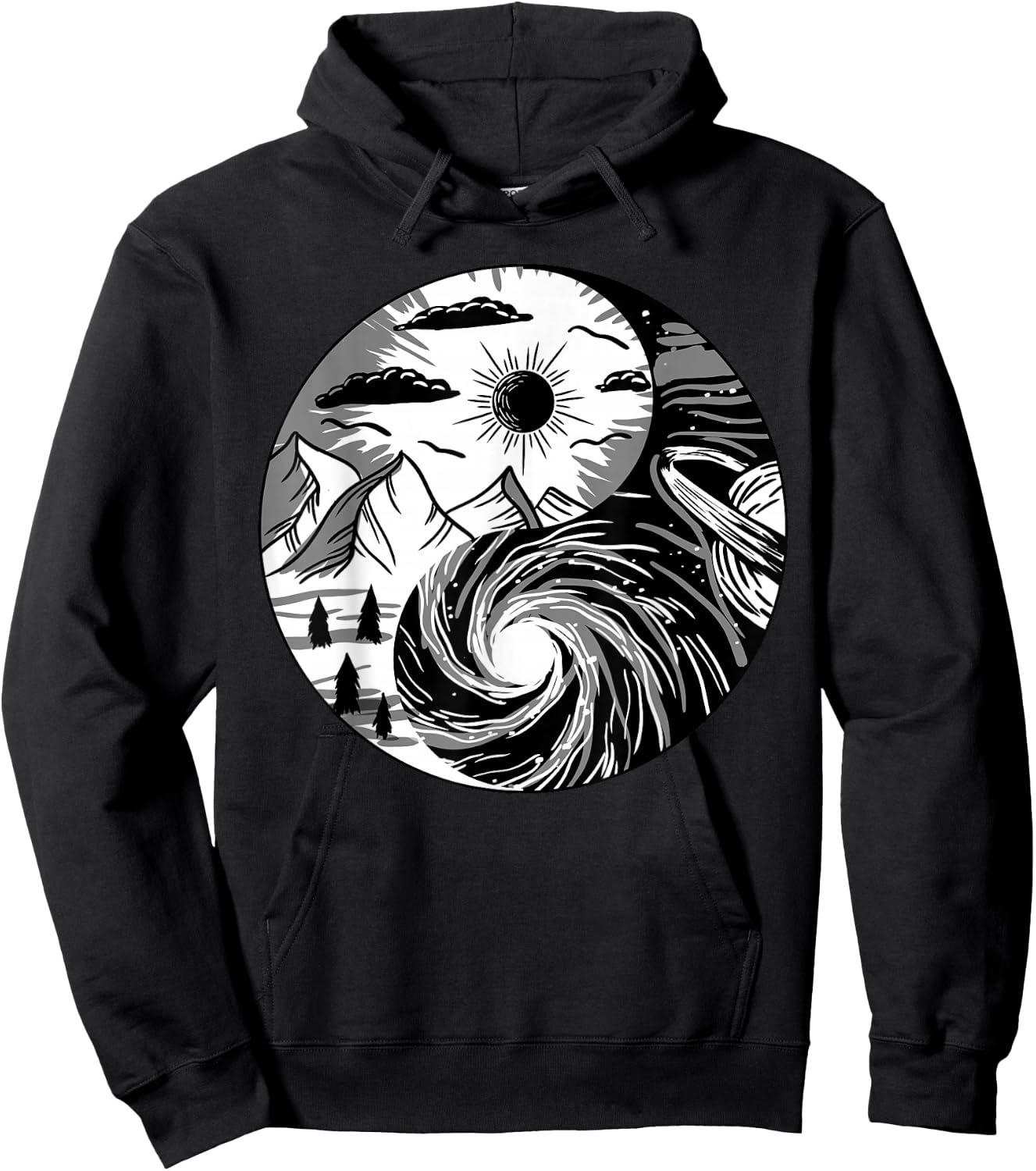Nature Outer Space Yin Yang Retro Earth Galaxy Balance Gift Hoodie - Hoodie | Black