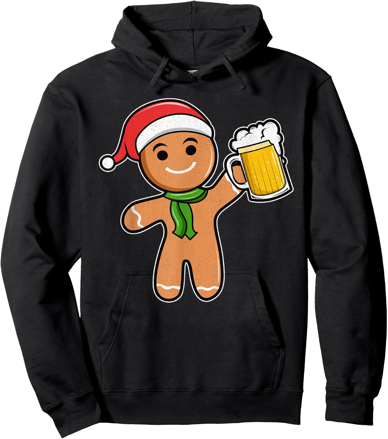 Gingerbread Man Beer Christmas Hoodie - Hoodie | Black