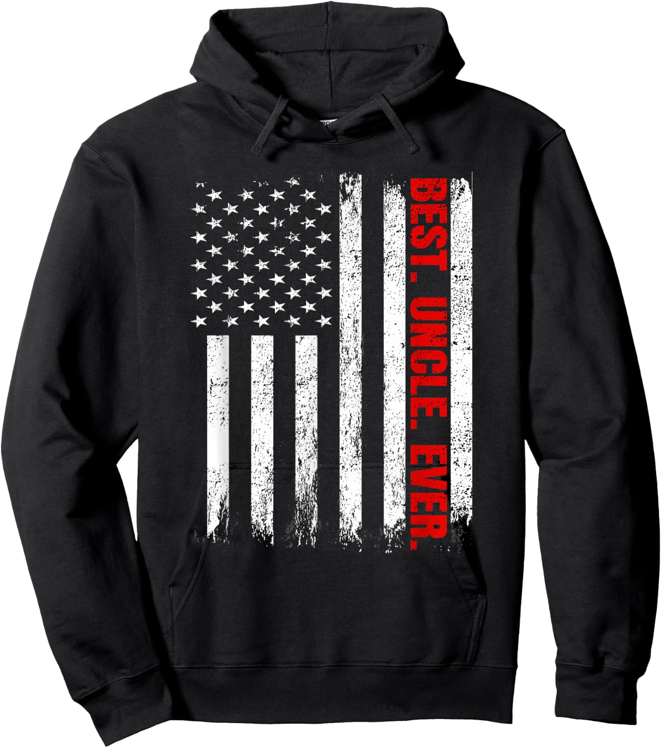 Best Uncle Ever USA Flag Fathers Day Firefighter Red Line Hoodie - Hoodie | Black