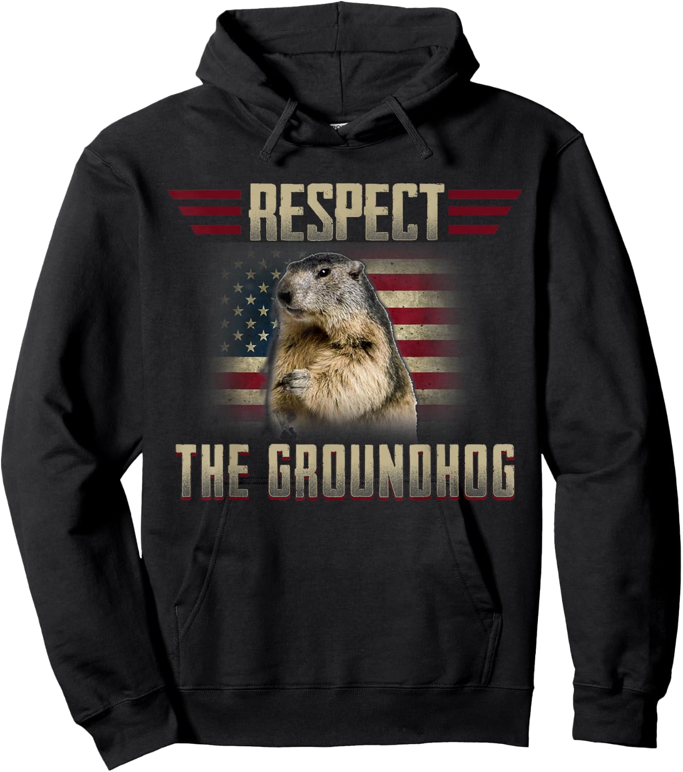 Respect The Groundhog Woodchuck Photo GroundHog Day Hoodie - Hoodie | Black
