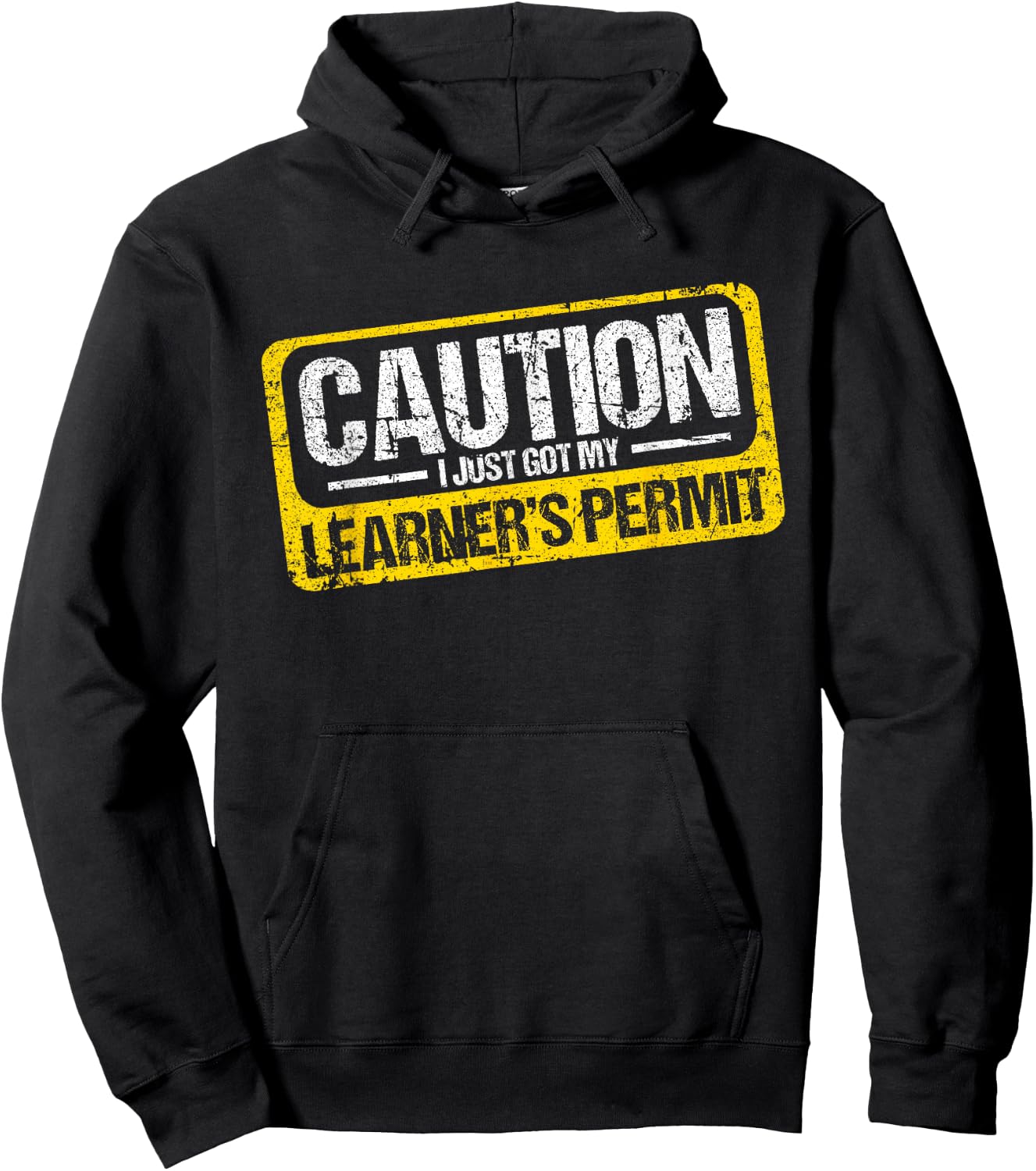 Learner's Permit New Driver Shirt Caution Just Got My Permit Hoodie - Hoodie | Black