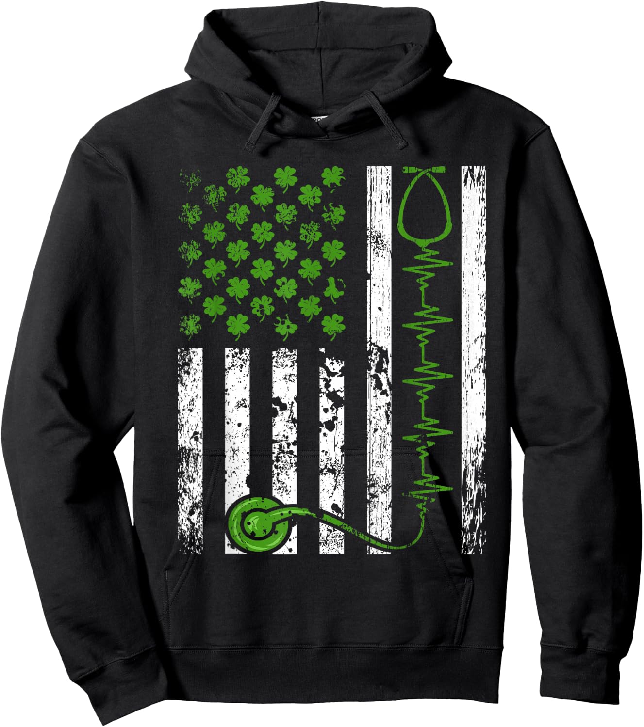 Irish Nurse St Patrick's Day Shirt Nurse Irish American Flag Hoodie - Hoodie | Black