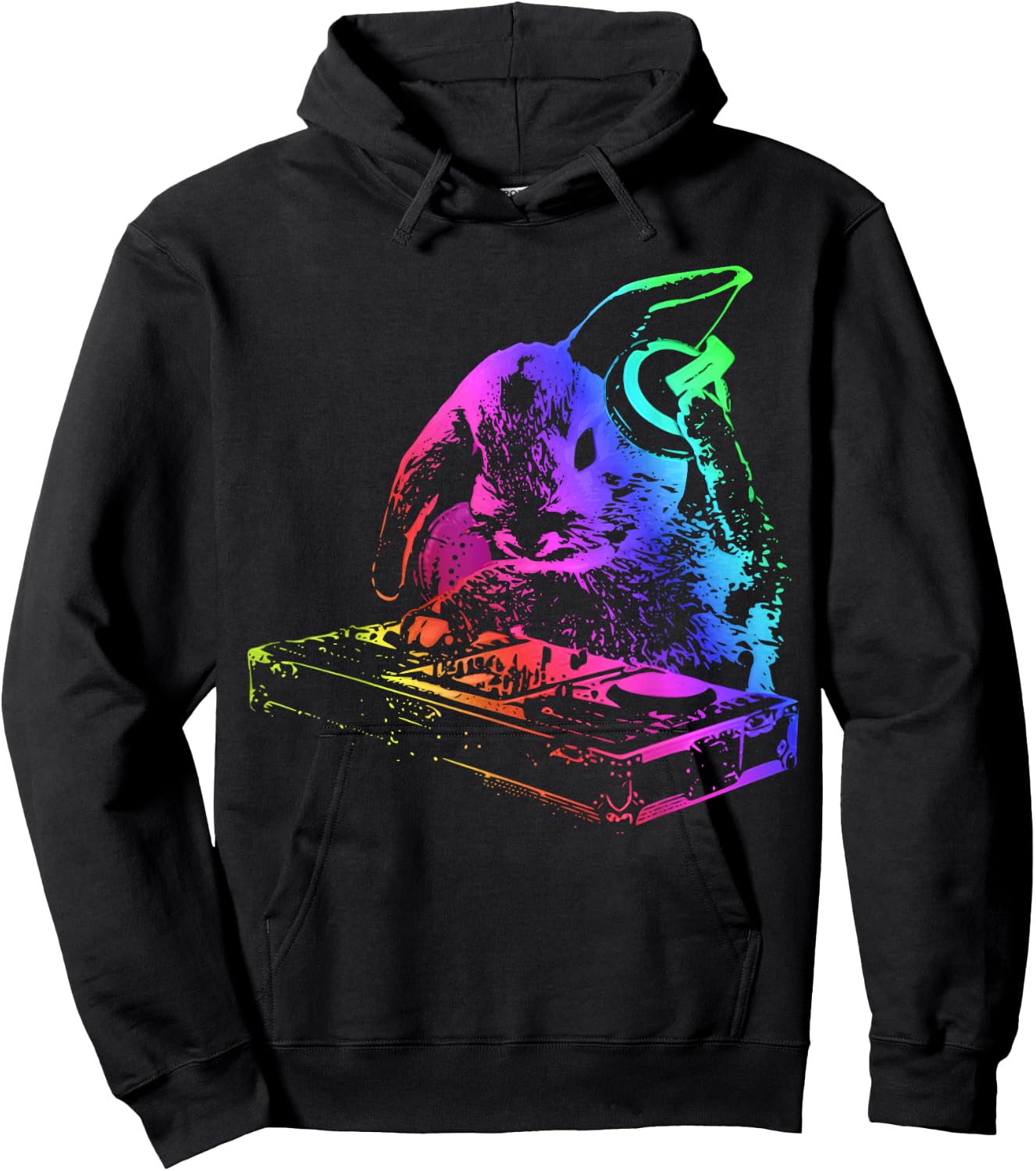 Bunny Rabbit With Mixer and Headphones Hoodie - Hoodie | Black