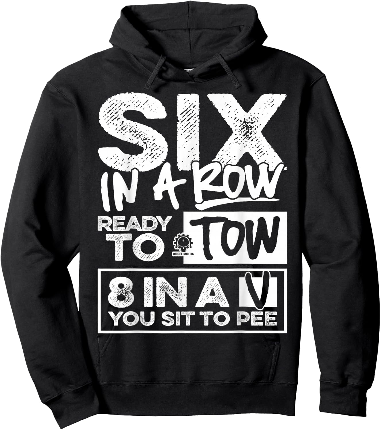 Six in a Row - Diesel Truck Fan Shirt Hoodie - Hoodie | Black