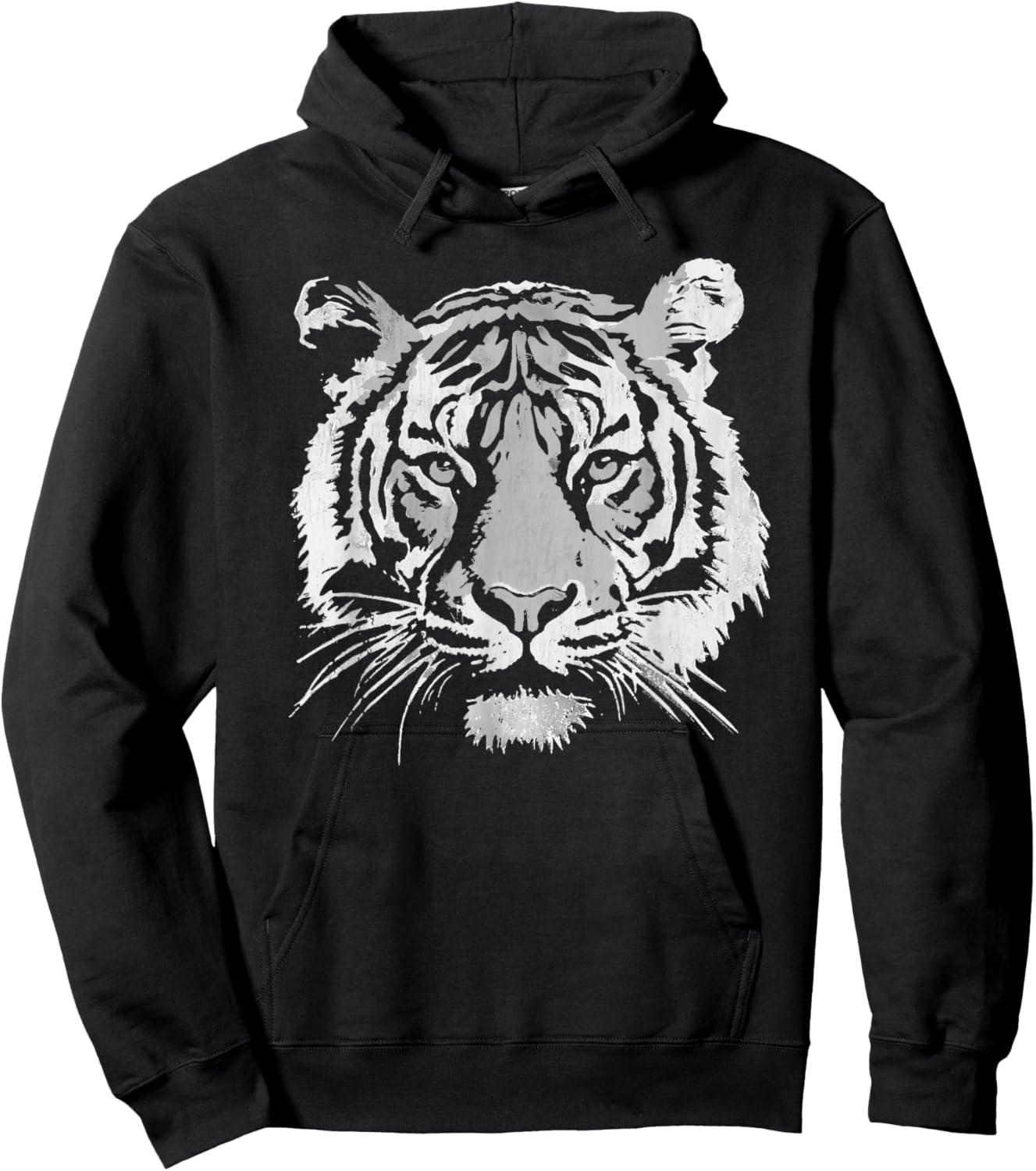 Vintage Tiger Face Retro 90s Style Animal Graphic Hoodie - Hoodie | Black