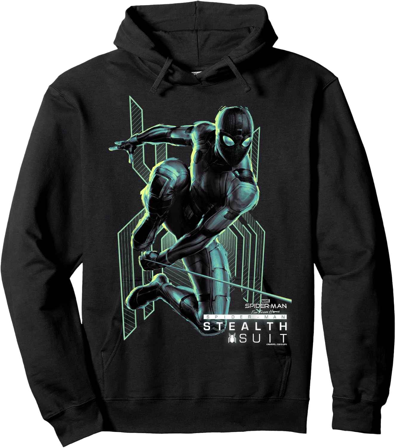 Marvel Spider-Man Far From Home Stealth Suit Swing Poster Hoodie - Hoodie | Black