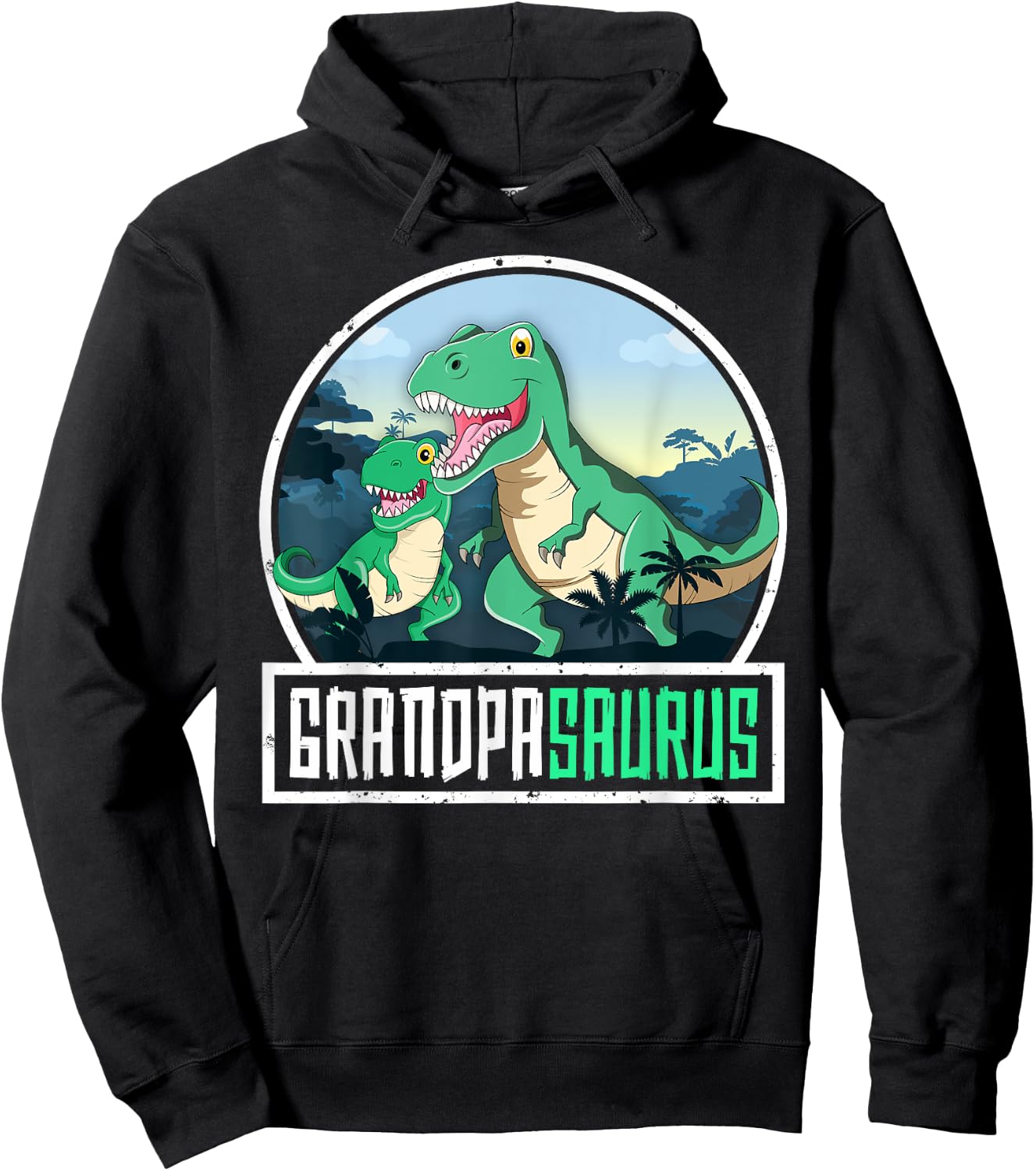 Grandpasaurus T-Rex Dinosaur Saurus Grandpa Matching Family Hoodie - Hoodie | Black