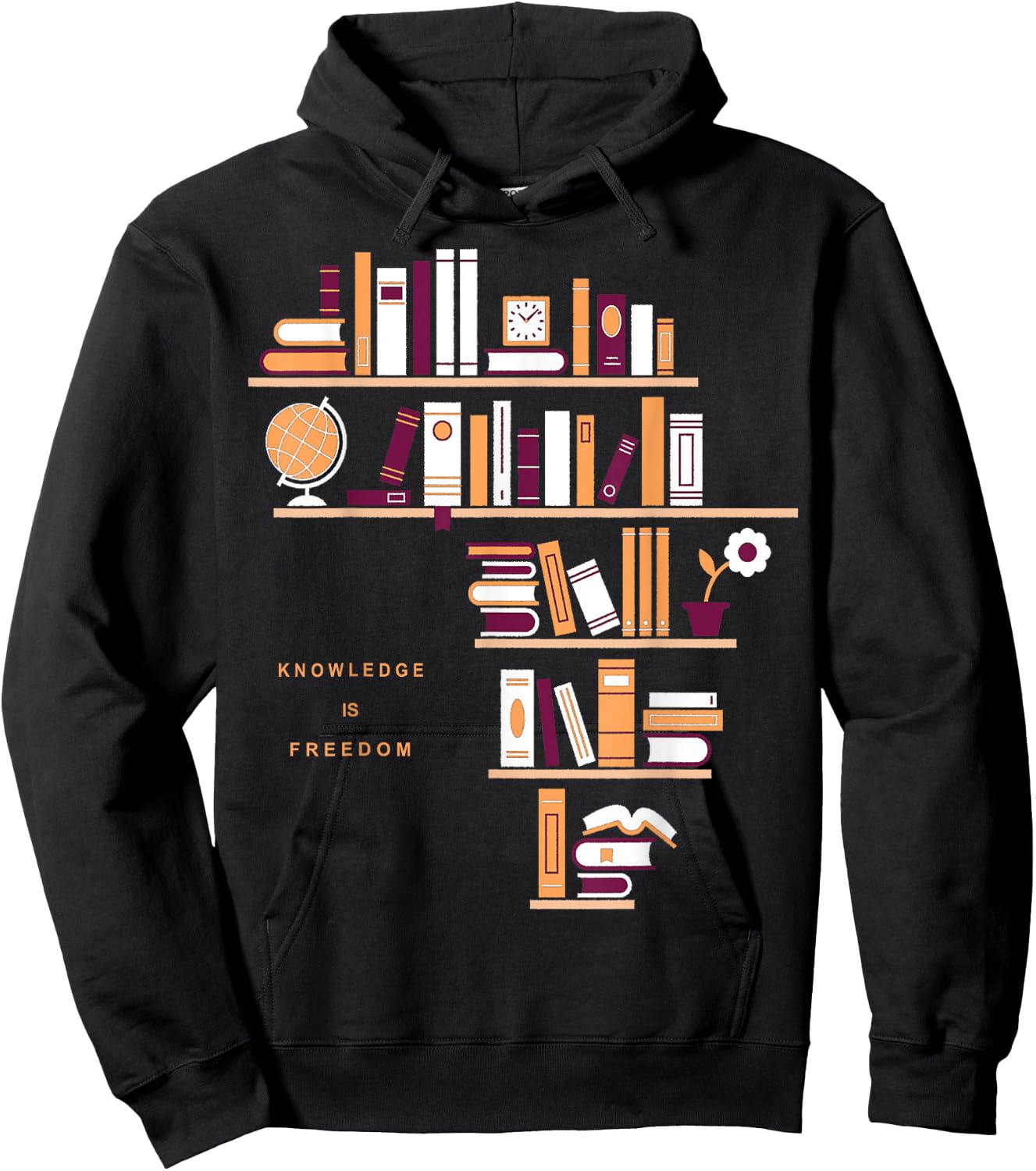 Africa Knowledge Is Freedom Library Book T- Shirt Hoodie - Hoodie | Black
