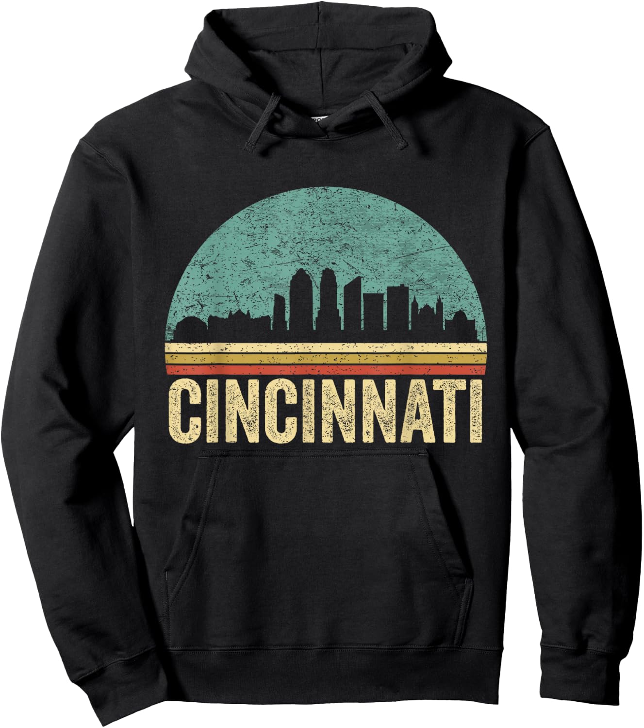 Retro Vintage Cincinnati Shirt Skyline 70s 80s Souvenir Hoodie - Hoodie | Black