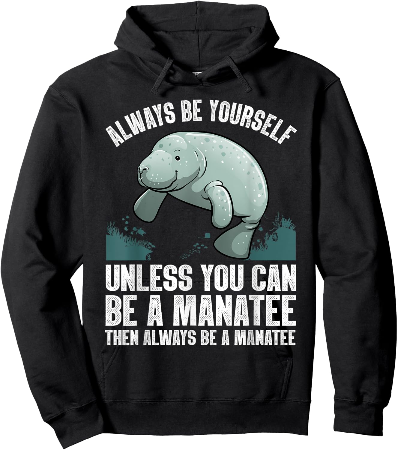 Funny Manatee Design Women Boys Girls Manatee Lover Hoodie - Hoodie | Black