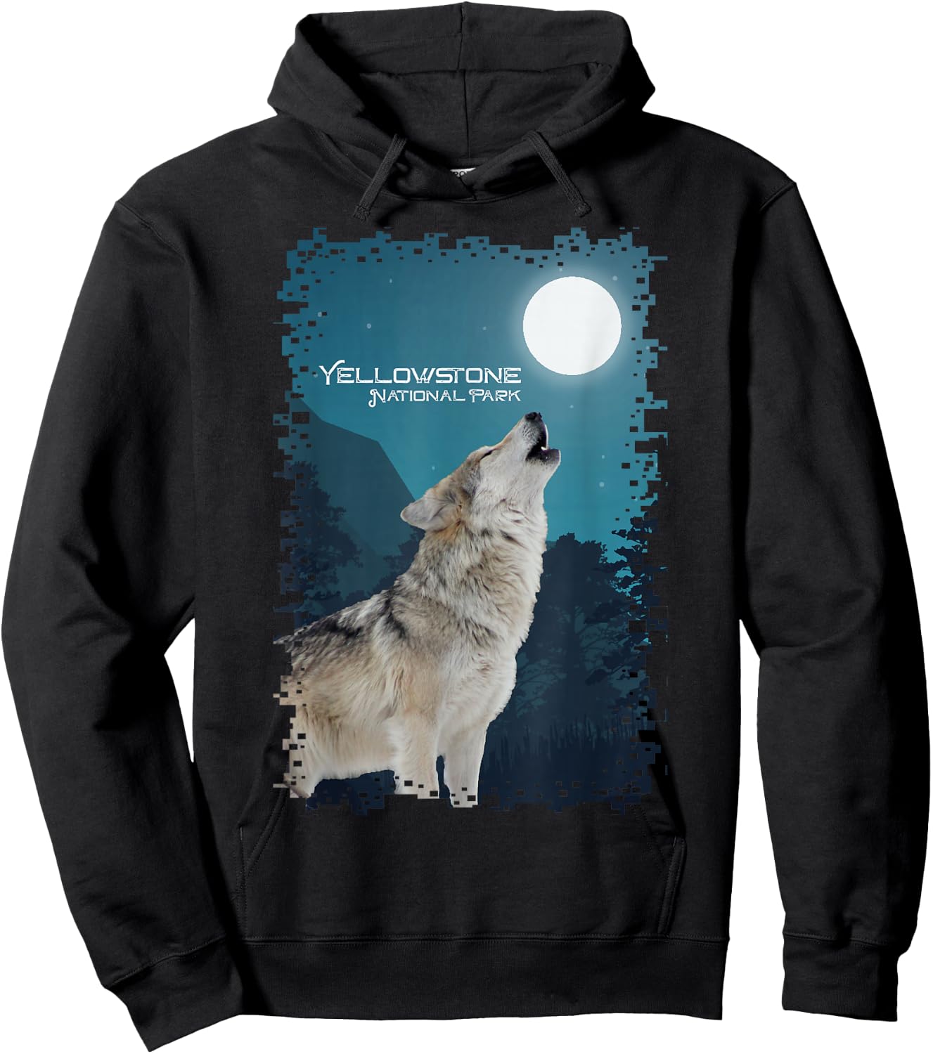 Yellowstone National Park Wolf Souvenir Memorabilia Gift Hoodie - Hoodie | Black