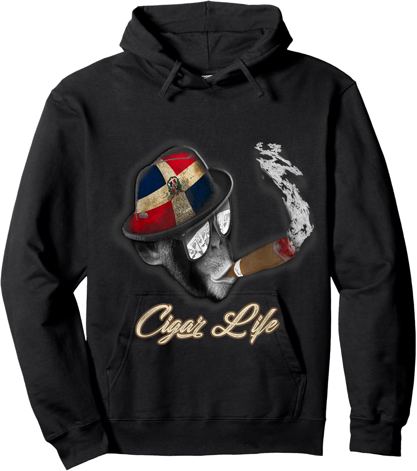 Dominican Flag Cigar Smoking monkey Hoodie - Hoodie | Black