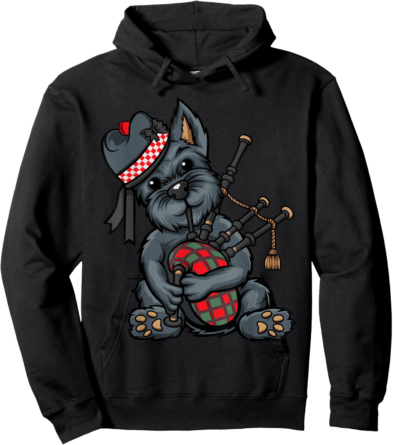 Funny Tartan Day Scottish Terrier Bagpipe Hoodie - Hoodie | Black