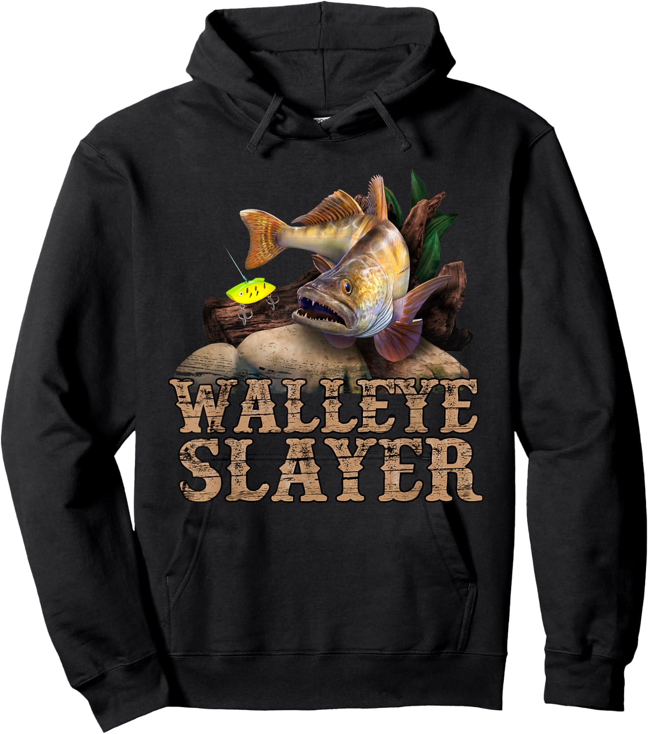 Walleye Fishing Funny Quote Walleye Slayer Hoodie - Hoodie | Black