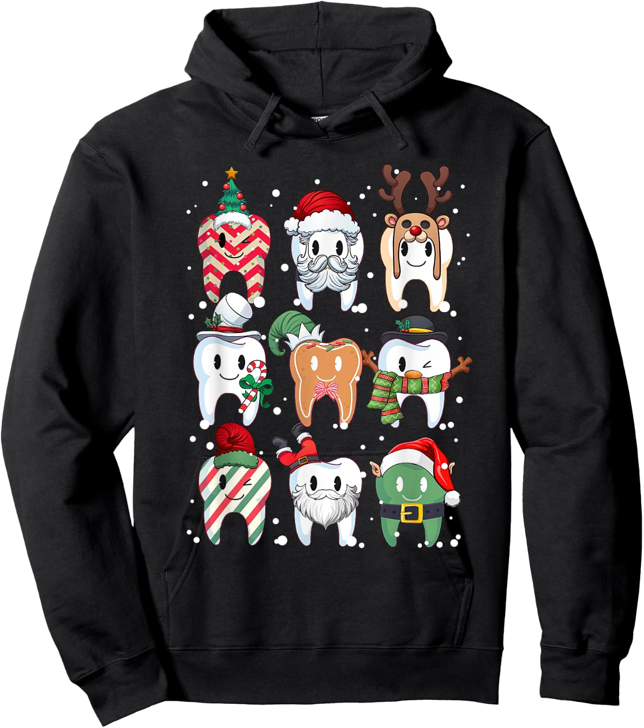 Tooth Dentist Dental Assistant Teeth Christmas Xmas Pajamas Hoodie - Hoodie | Black