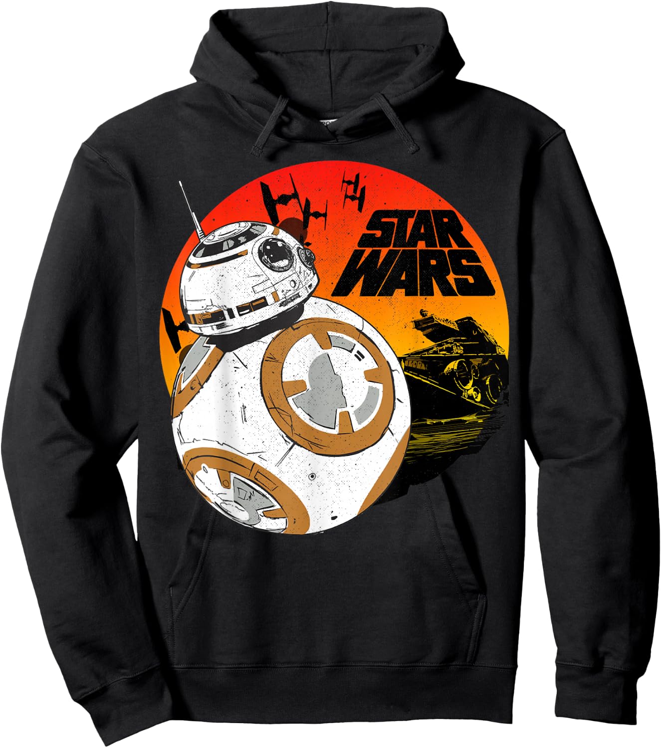 Star Wars Last Jedi BB-8 Retro Sunset Rollabout Hoodie - Hoodie | Black