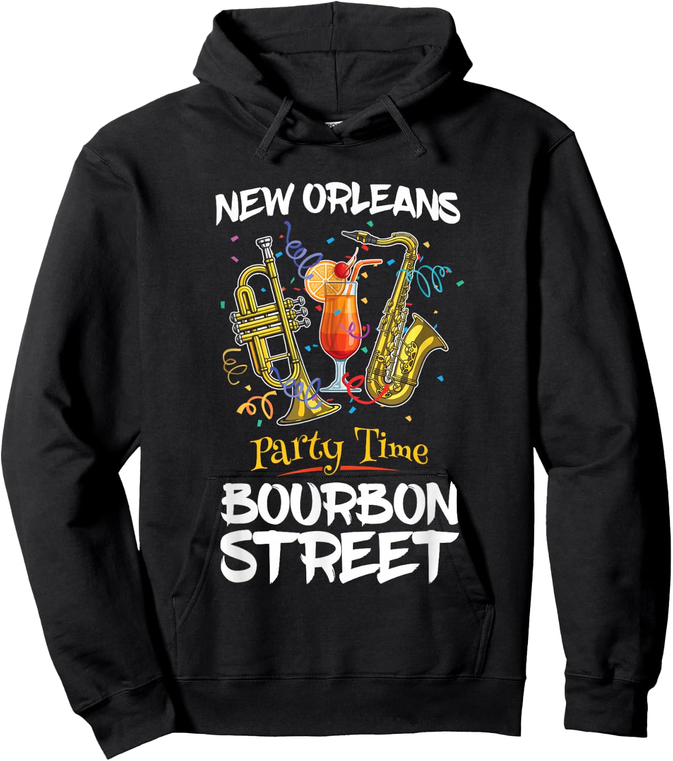 New Orleans Louisiana Bourbon Street Jazz Party Souvenir Hoodie - Hoodie | Black