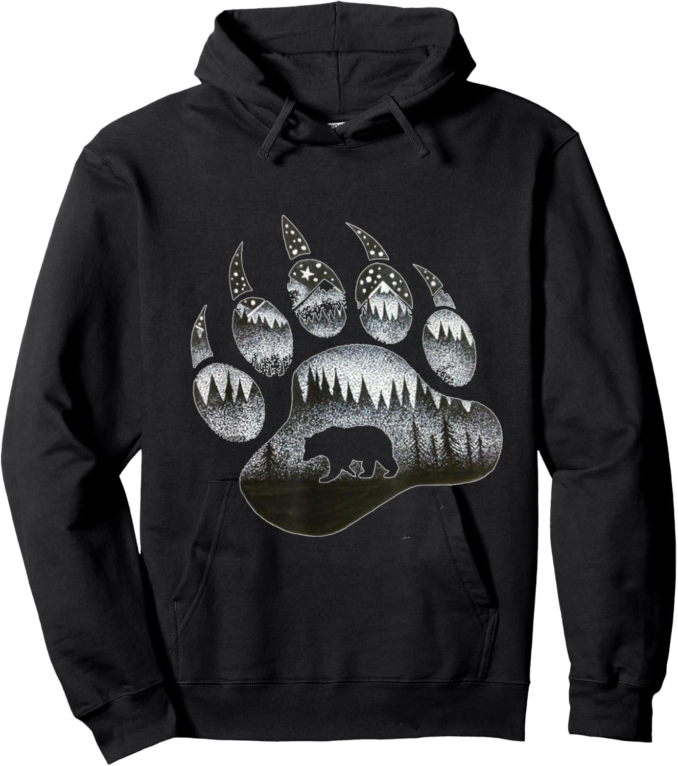 Touching Ghost of the Spirit Bear Paw T Shirt Hoodie - Hoodie | Black