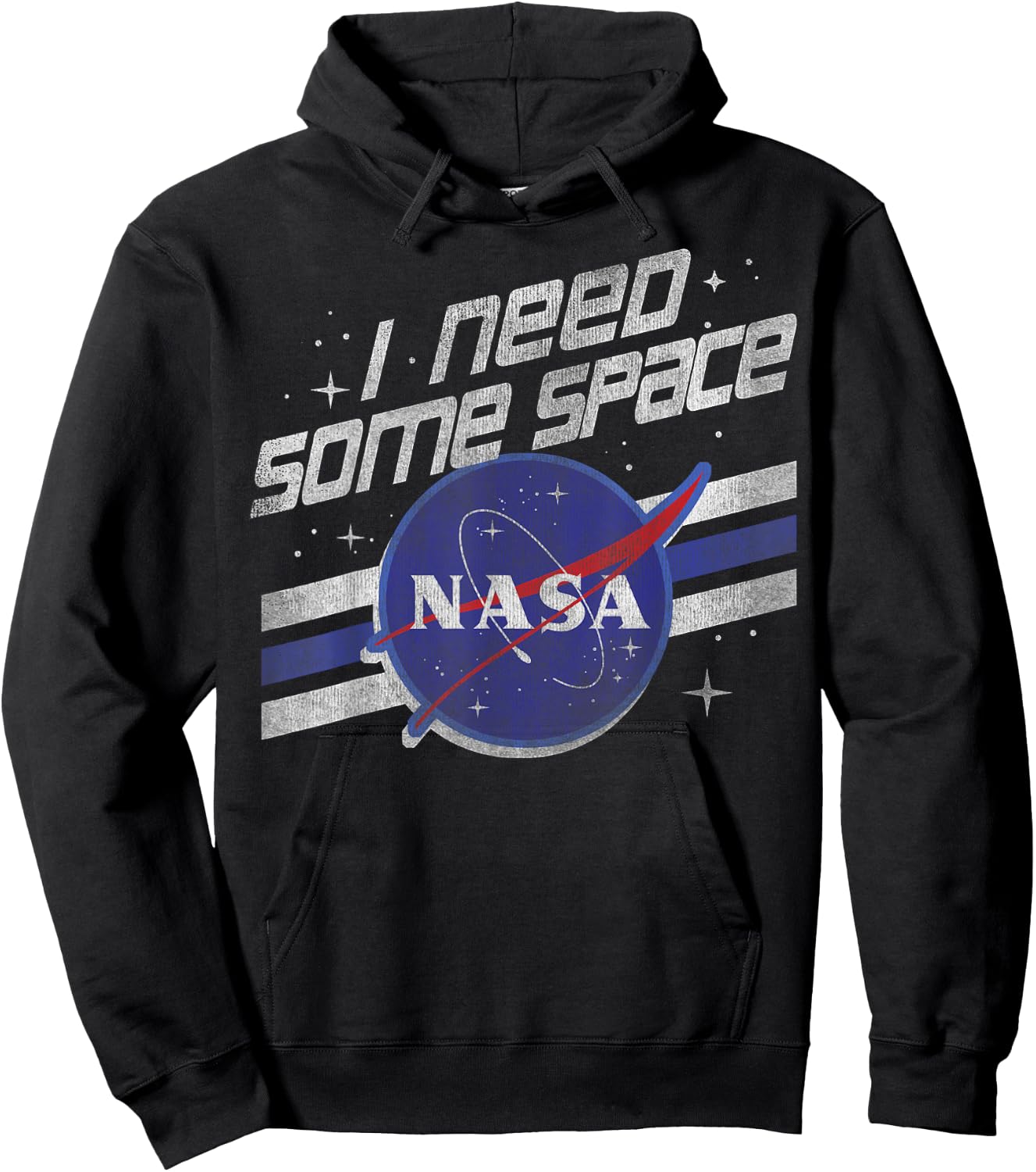 NASA I Need Some Space Vintage Retro Stripe Badge Hoodie - Hoodie | Black