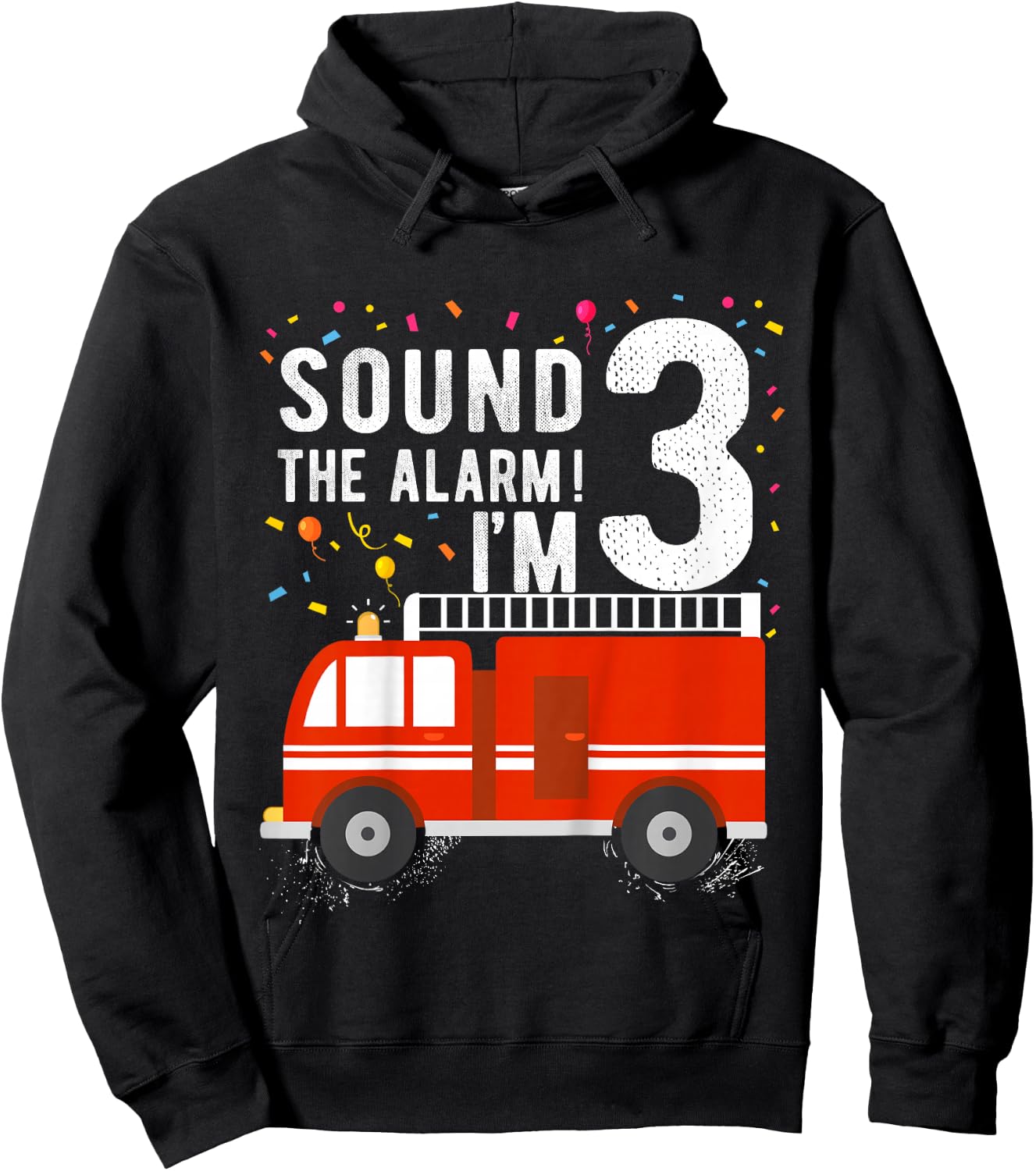 Fire Truck 3rd Birthday Boy 3 Year Old Firefighter Hoodie - Hoodie | Black