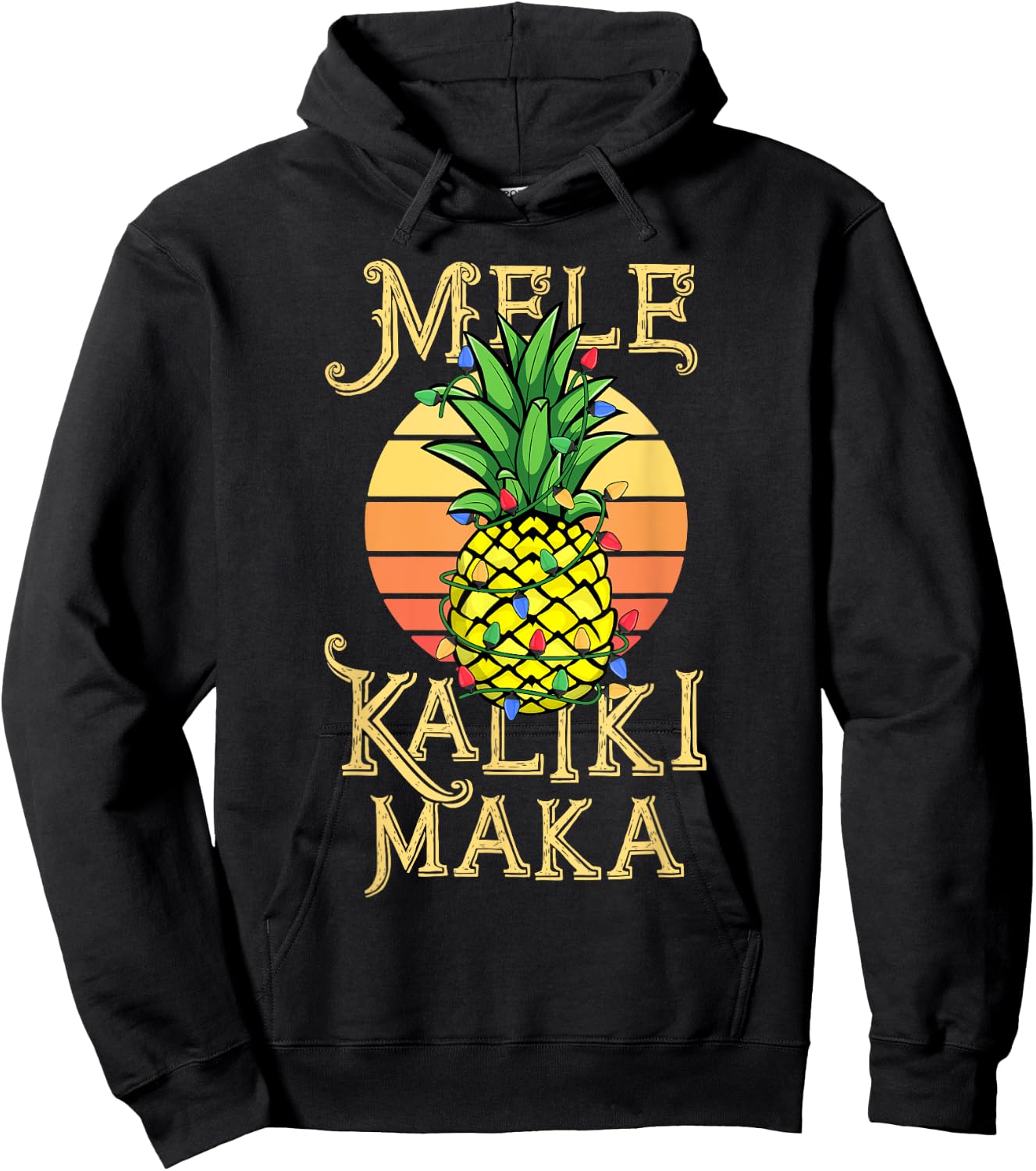 Mele Kalikimaka Hawaiian Christmas Retro Vintage Sunset Hoodie - Hoodie | Black