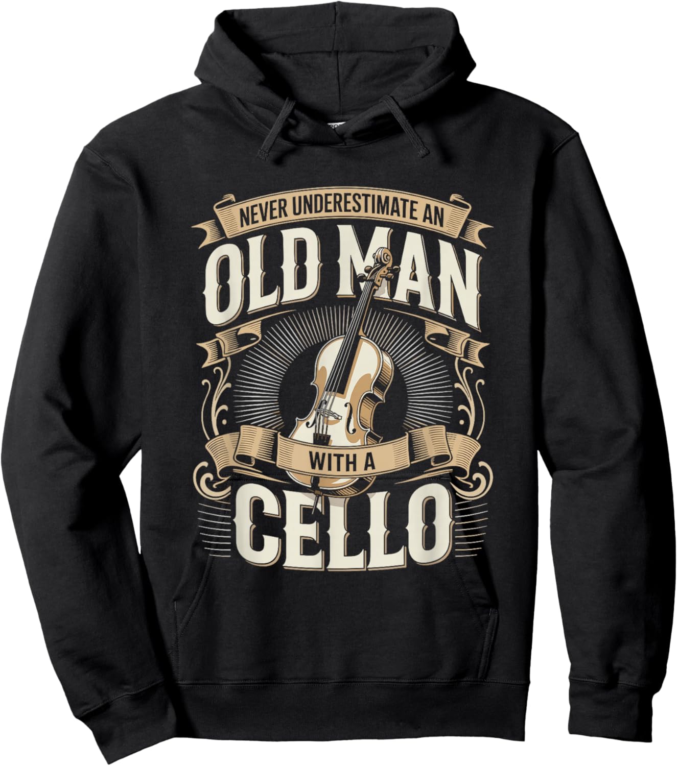 Never Underestimate an Old Man with A Cello Music Hoodie - Hoodie | Black