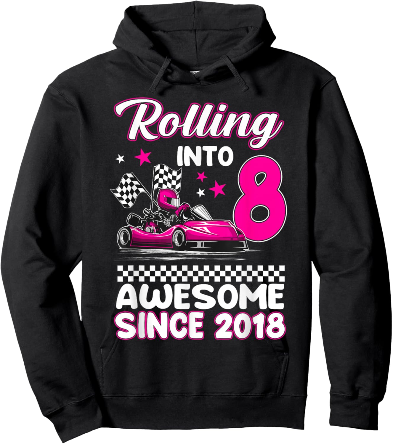 8 Year Old Go Kart Birthday Girl Awesome Since 2018 Hoodie - Hoodie | Black