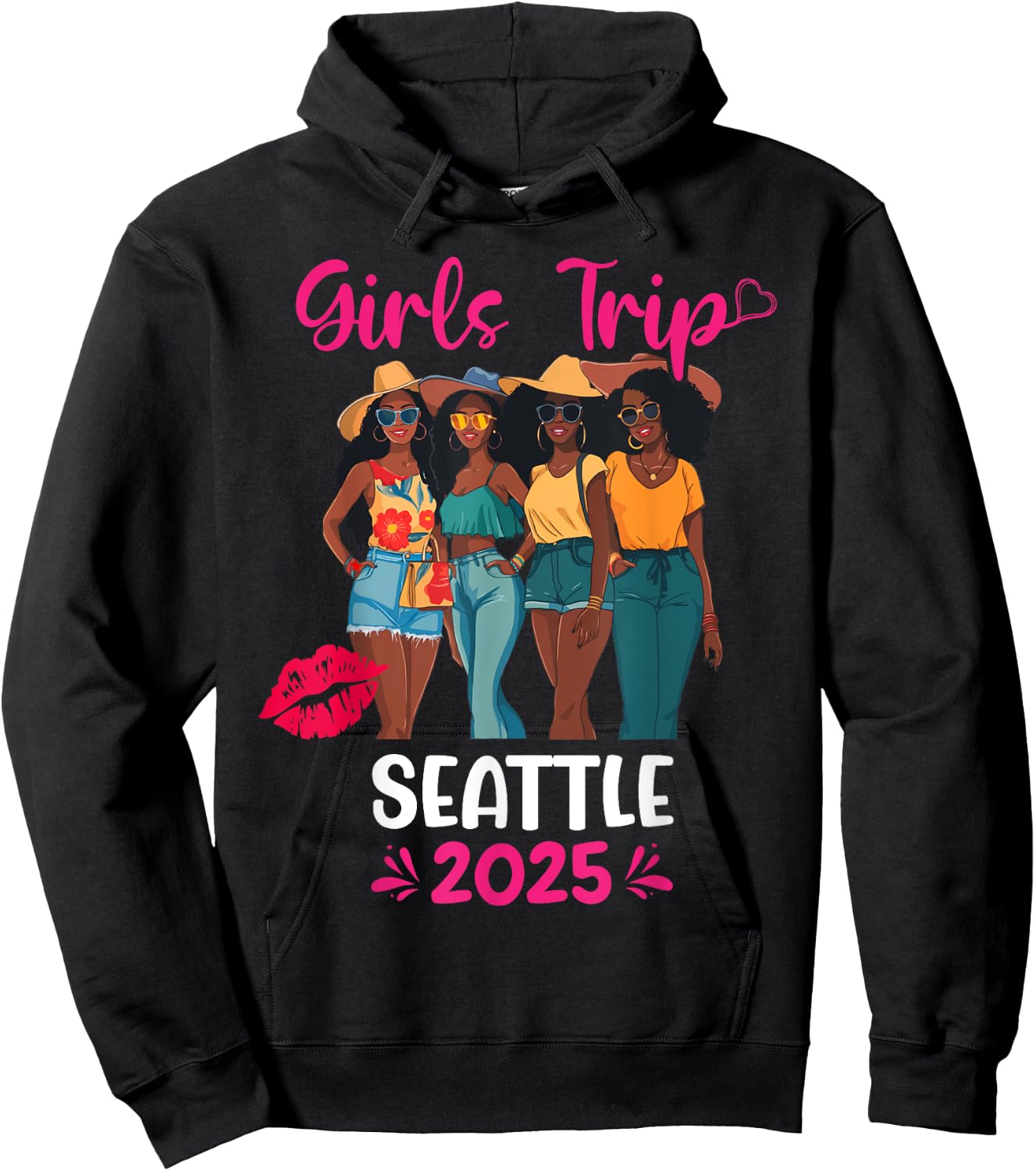 Black Girls Trip Seattle 2025 Vacation Matching Hoodie - Hoodie | Black