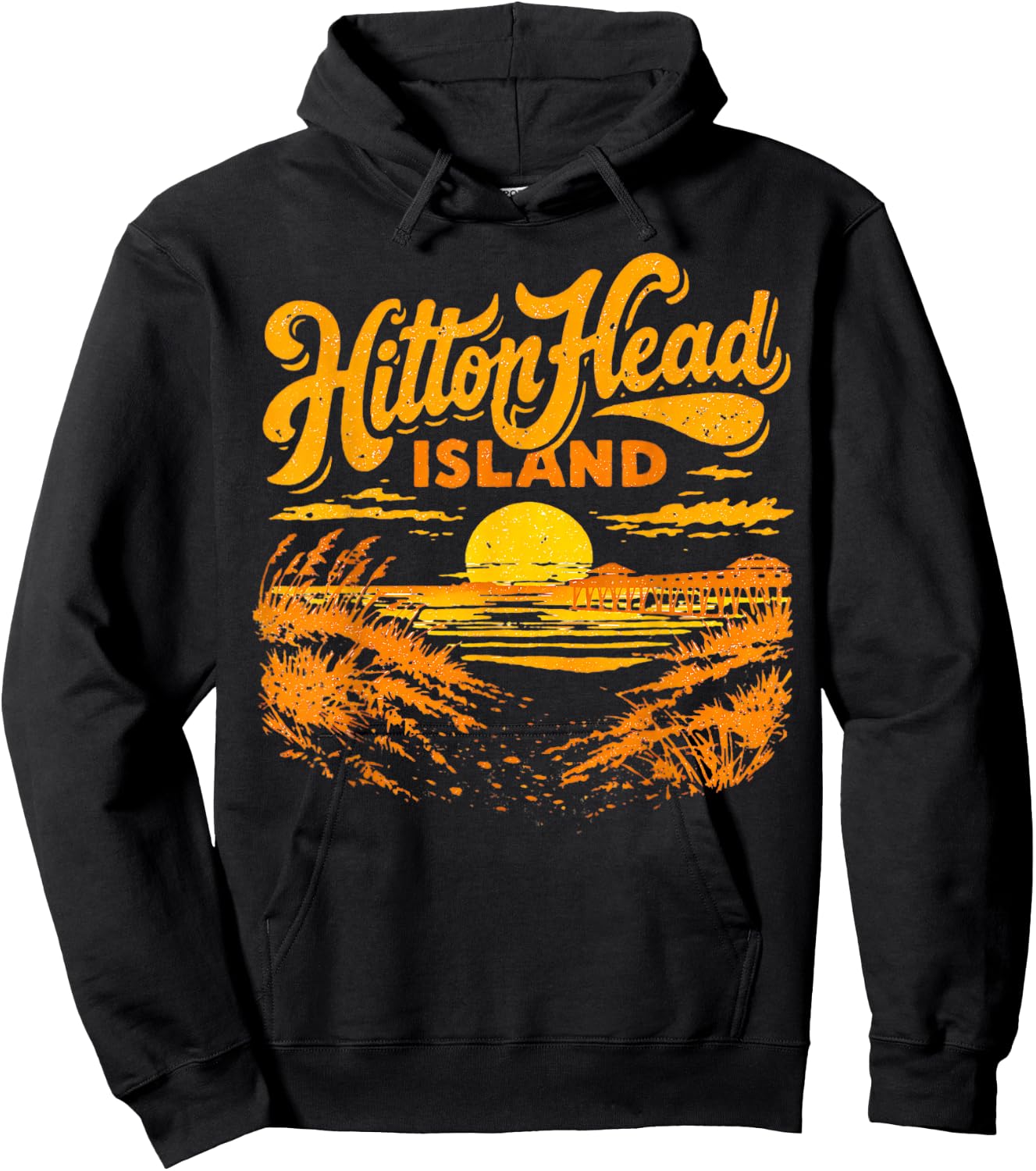 Hilton Head Island SC Beach Sunset Souvenir Vintage Hoodie - Hoodie | Black