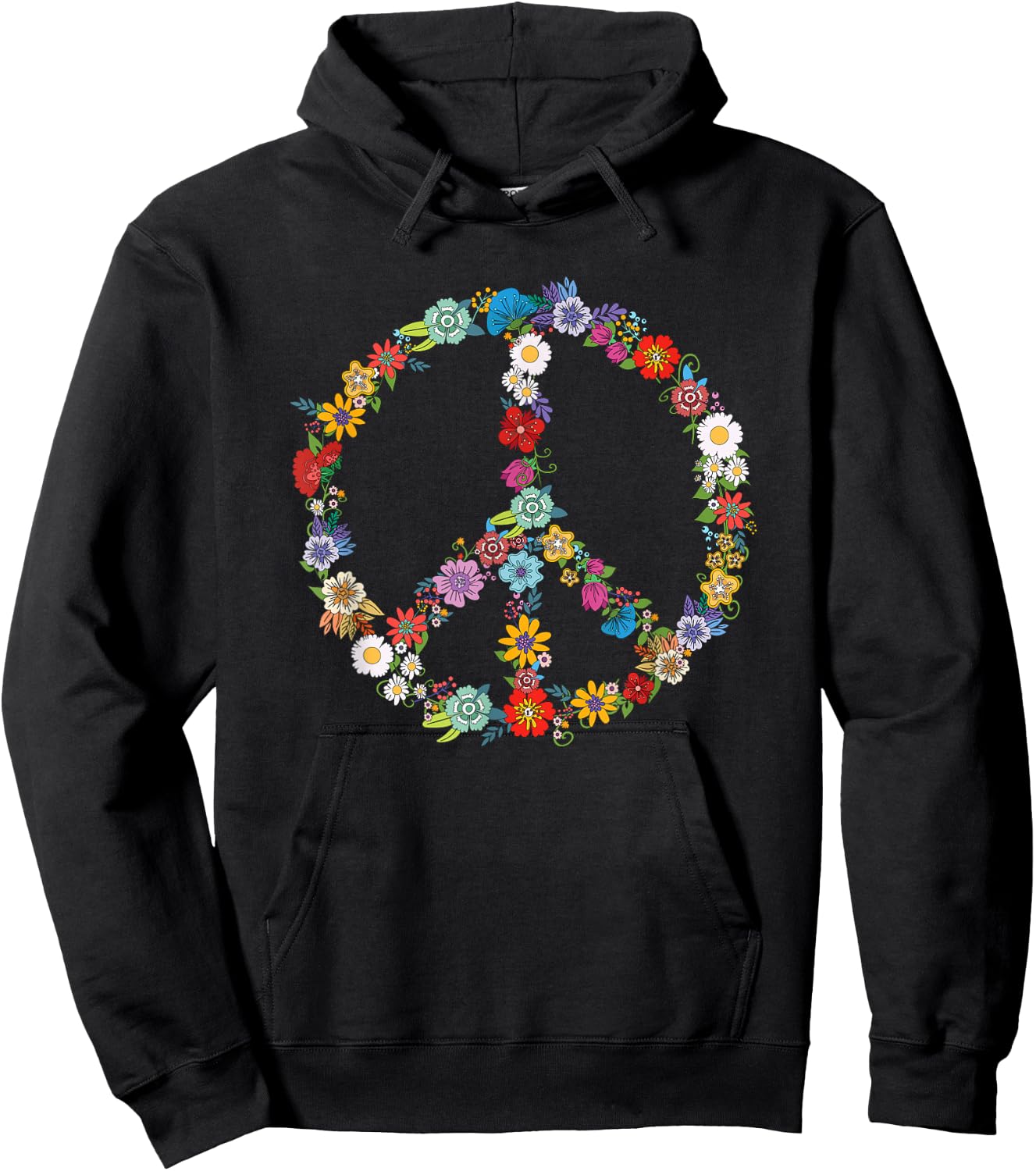 Love and Peace Flower Hippie Lover Beautiful Cute Funny Gift Hoodie - Hoodie | Black