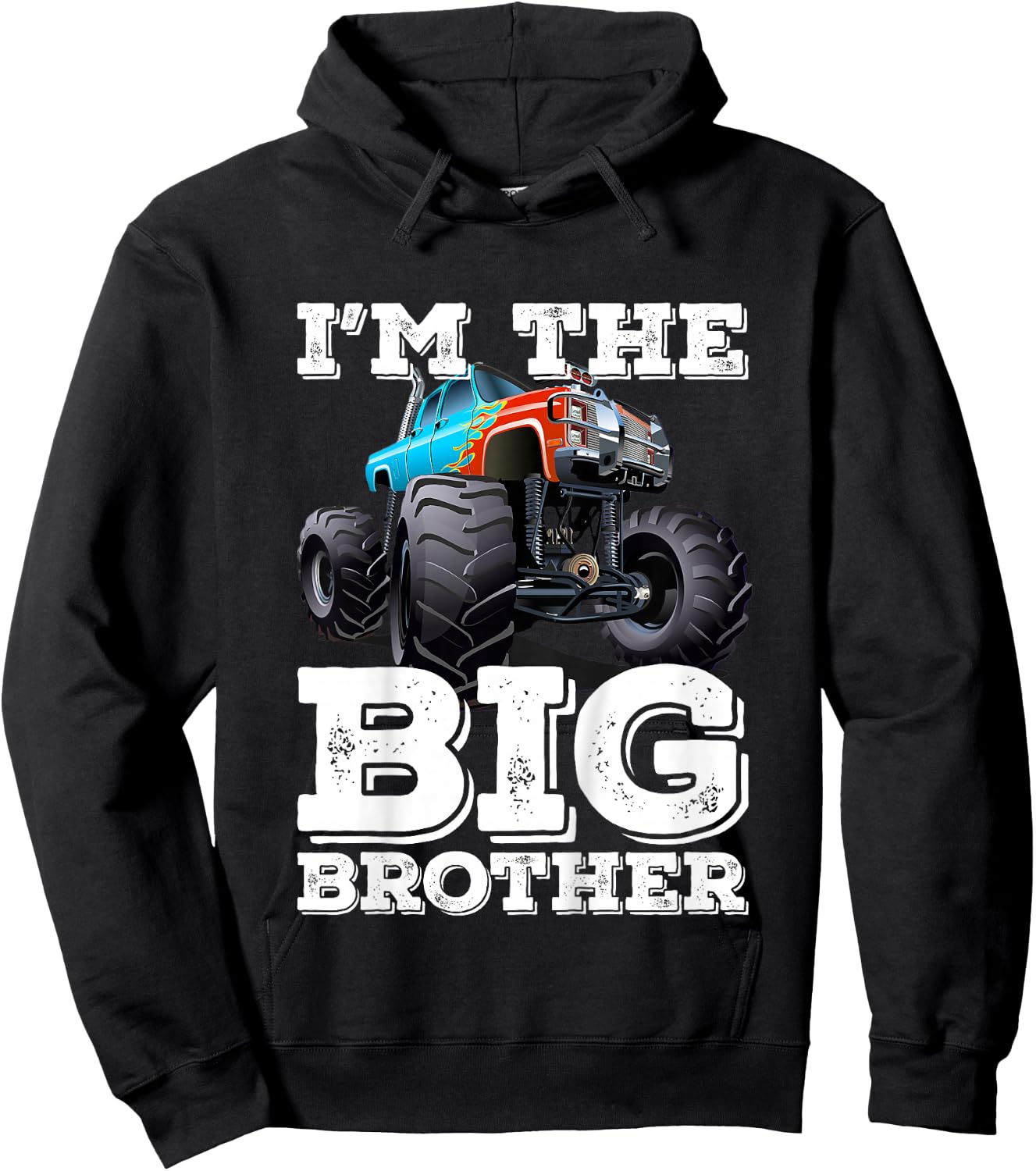 Kids I'm The Big Brother - Funny Monster Truck Hoodie - Hoodie | Black