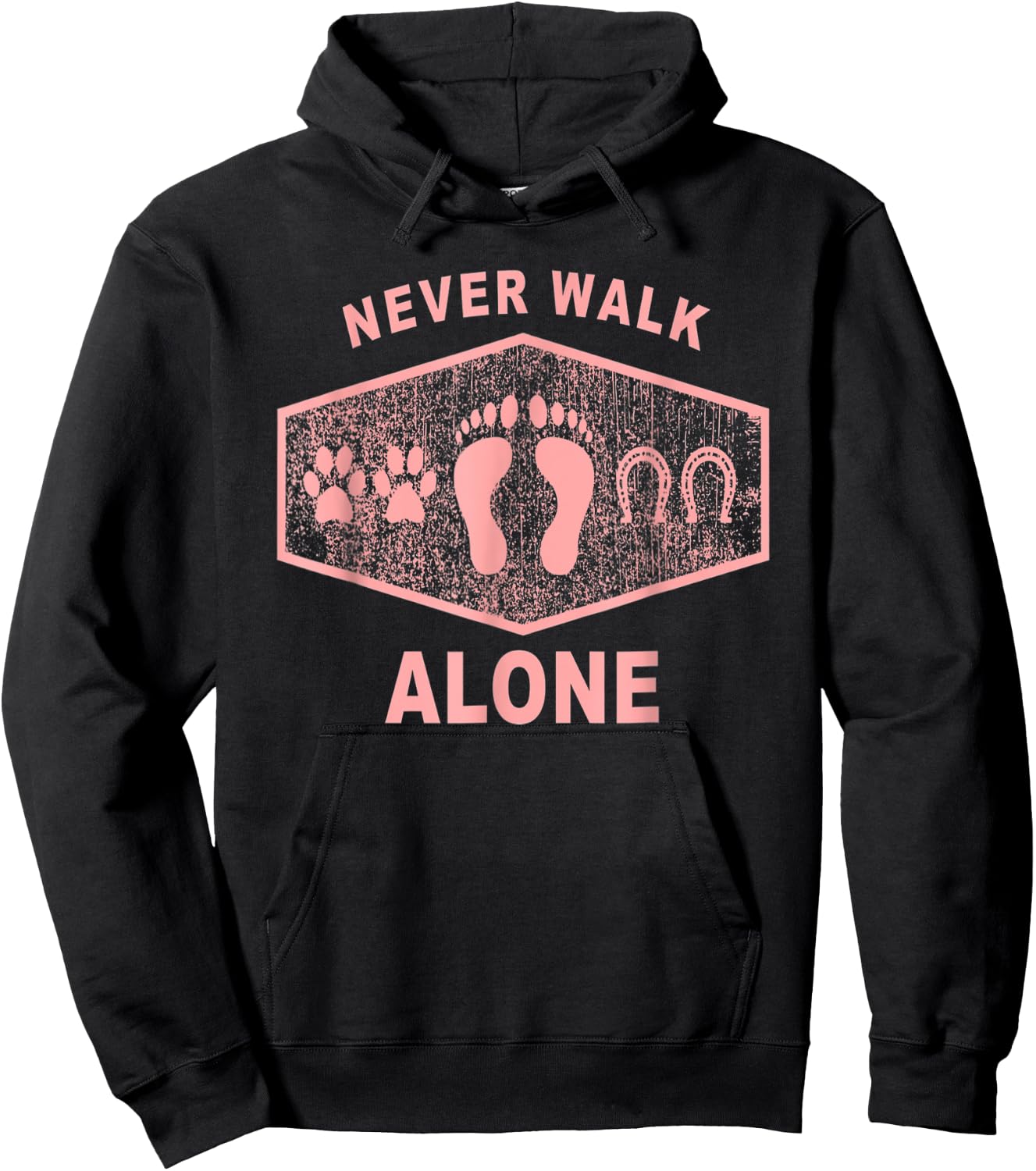 Never Walk Alone Horse, Dog and Rider Women Kids Hoodie - Hoodie | Black