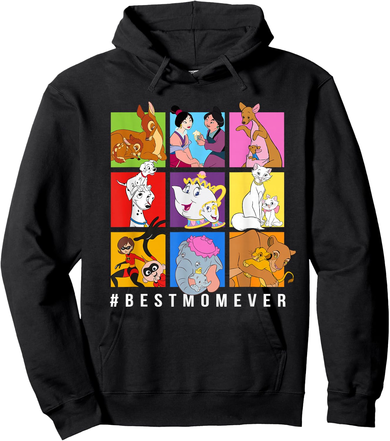 Disney Characters #BestMomEver Mother's Day Small Hoodie - Hoodie | Black