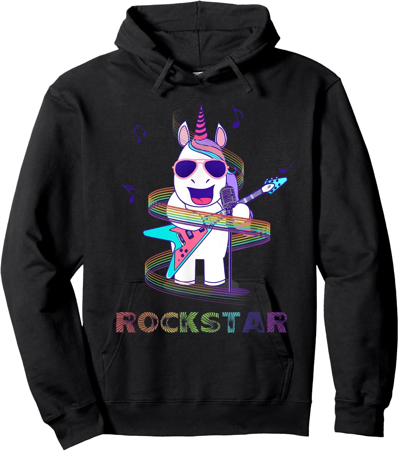 Unicorn Rock star Guitar Rockin' music singer Hoodie - Hoodie | Black