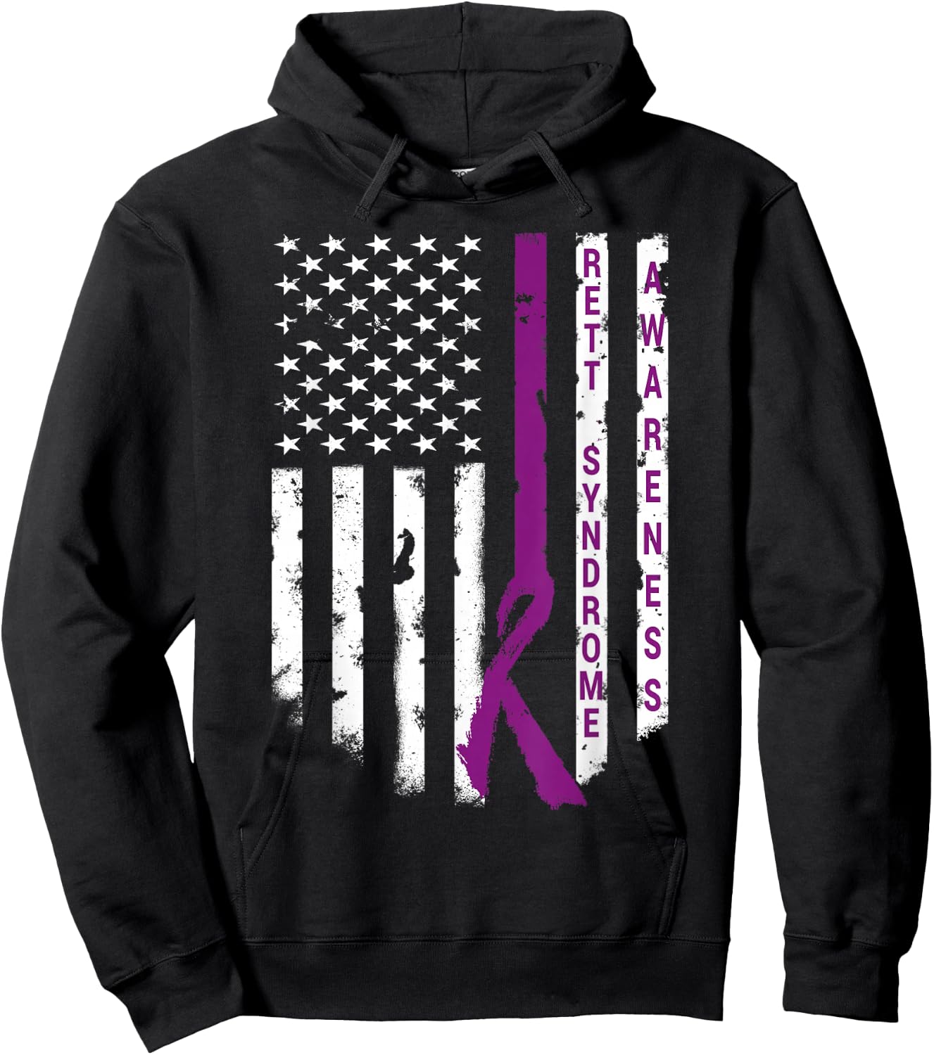 Rett Syndrome Awareness Shirt American Flag RTT Support Hoodie - Hoodie | Black