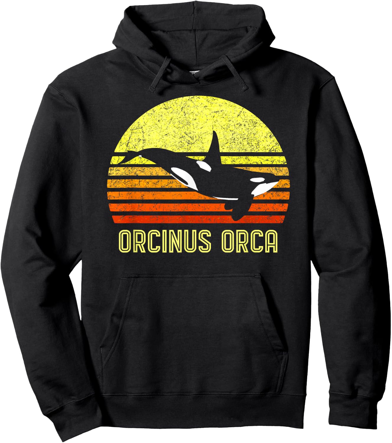 Orca Killer Whale Dolphin Marine Science Biologist Retro Sun Hoodie - Hoodie | Black