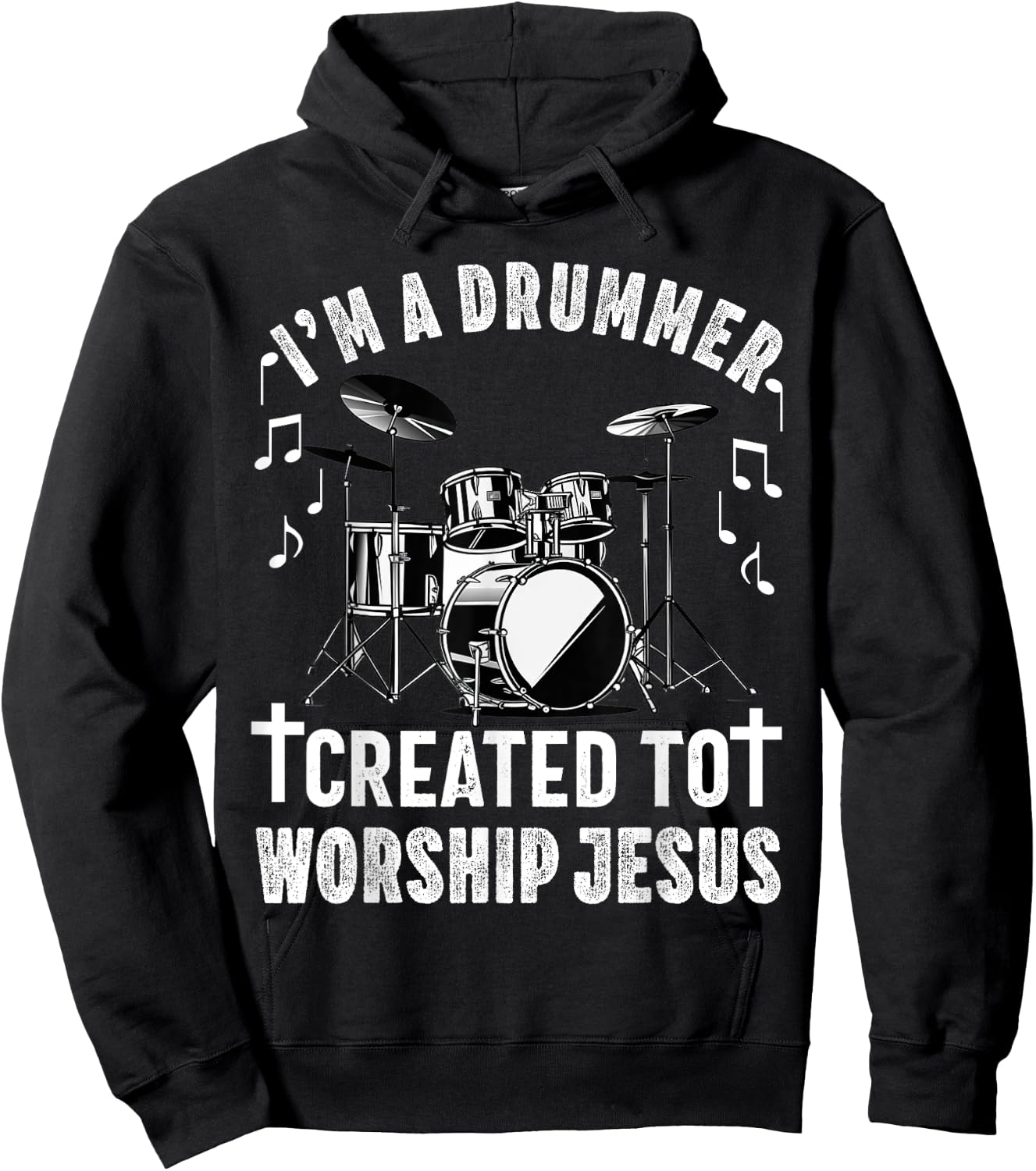 Christian Drummer Drum Player Stick Men Jesus Worship Music Hoodie - Hoodie | Black