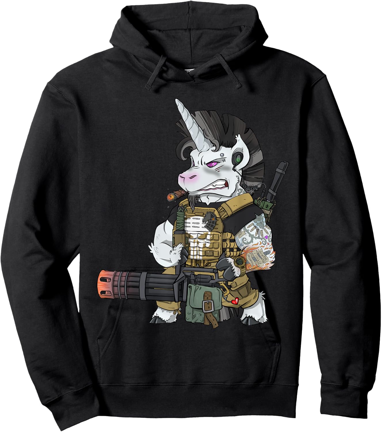 Tactical Unicorn Soldier Patriot Veteran Hoodie - Hoodie | Black