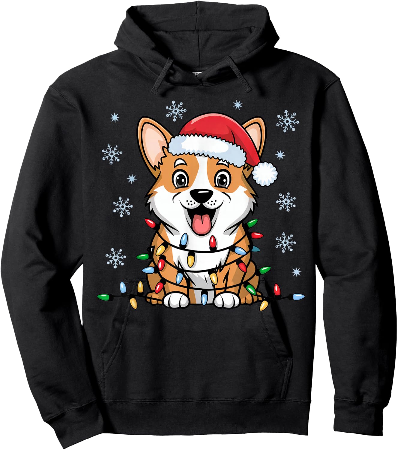 Pembroke Welsh Corgi Christmas Lights Xmas Dogs Gifts Women Hoodie - Hoodie | Black