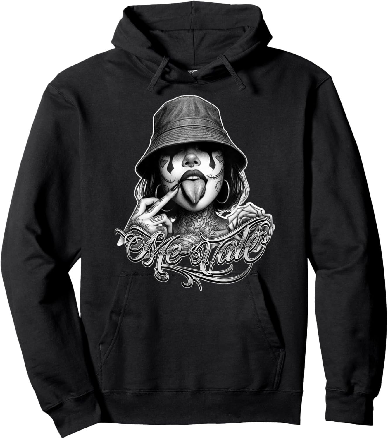 ME VALE Chicana Payasa Tattoo Chicano Art Mexican Slang Hoodie - Hoodie | Black