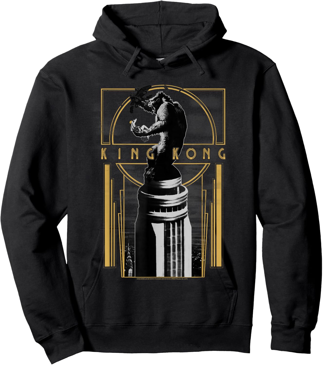 Warner Bros. King Kong Deco Grey Cotton Polyester Blend Regular Fit Short Sleeve , Small, -Adults, Women, Casual, Spring, Summer Hoodie - Hoodie | Black