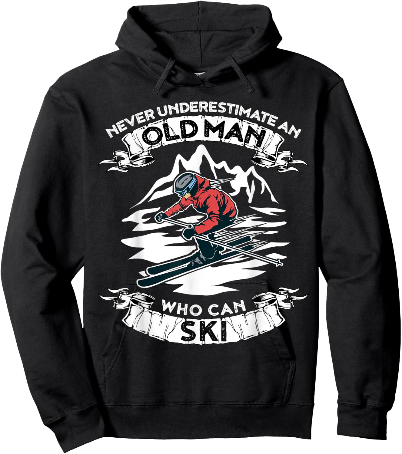 Never Underestimate An Old Man Who Loves Skiing Hoodie - Hoodie | Black