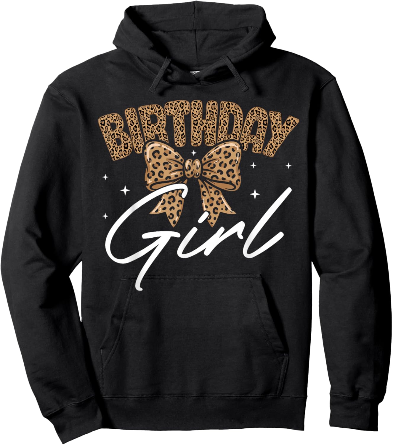 Birthday Girl Bow Coquette Cheetah Print Girl Birthday Hoodie - Hoodie | Black