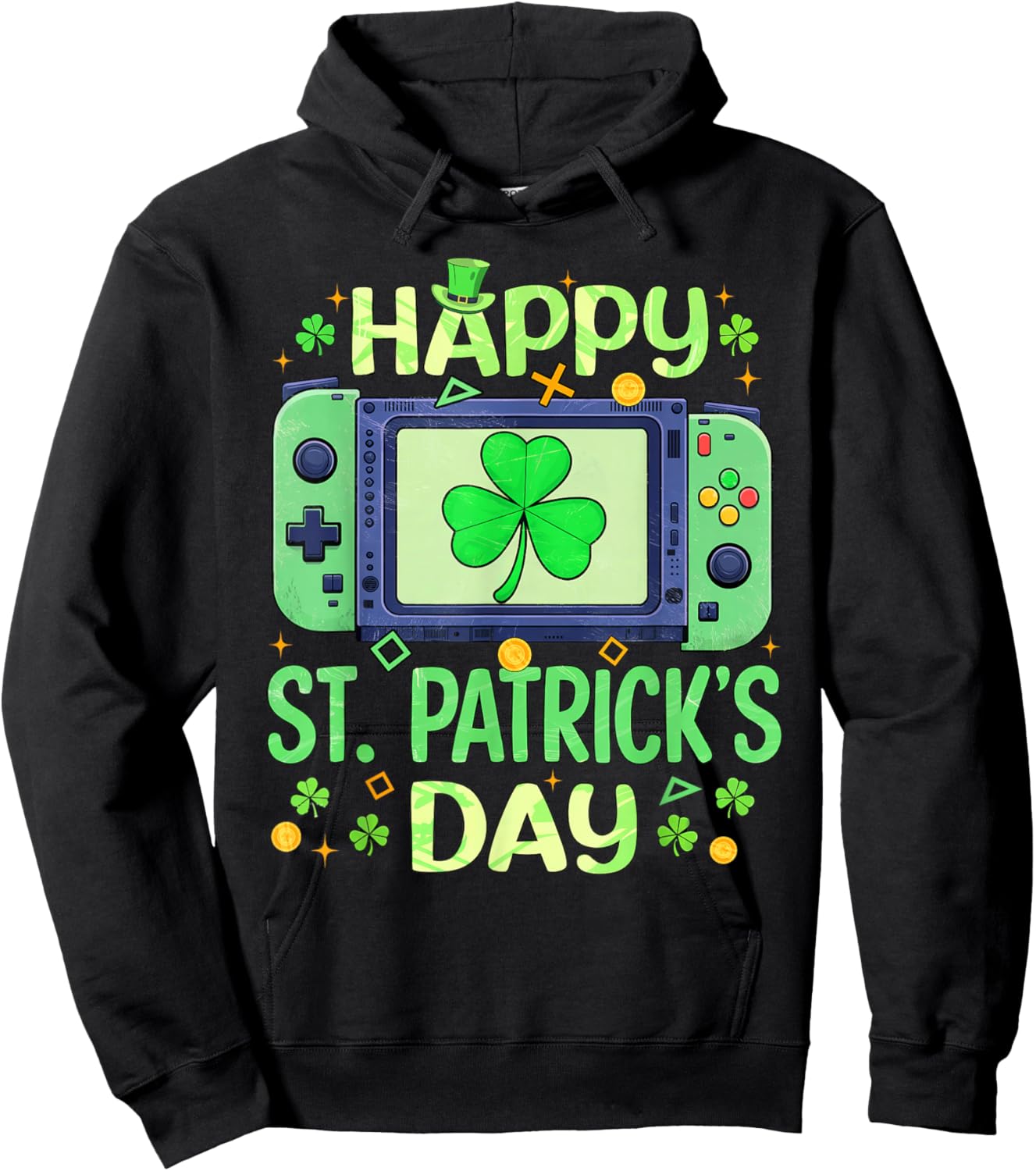 Happy St. Patrick's Day Video Gamer Controller Irish Men Boy Hoodie - Hoodie | Black