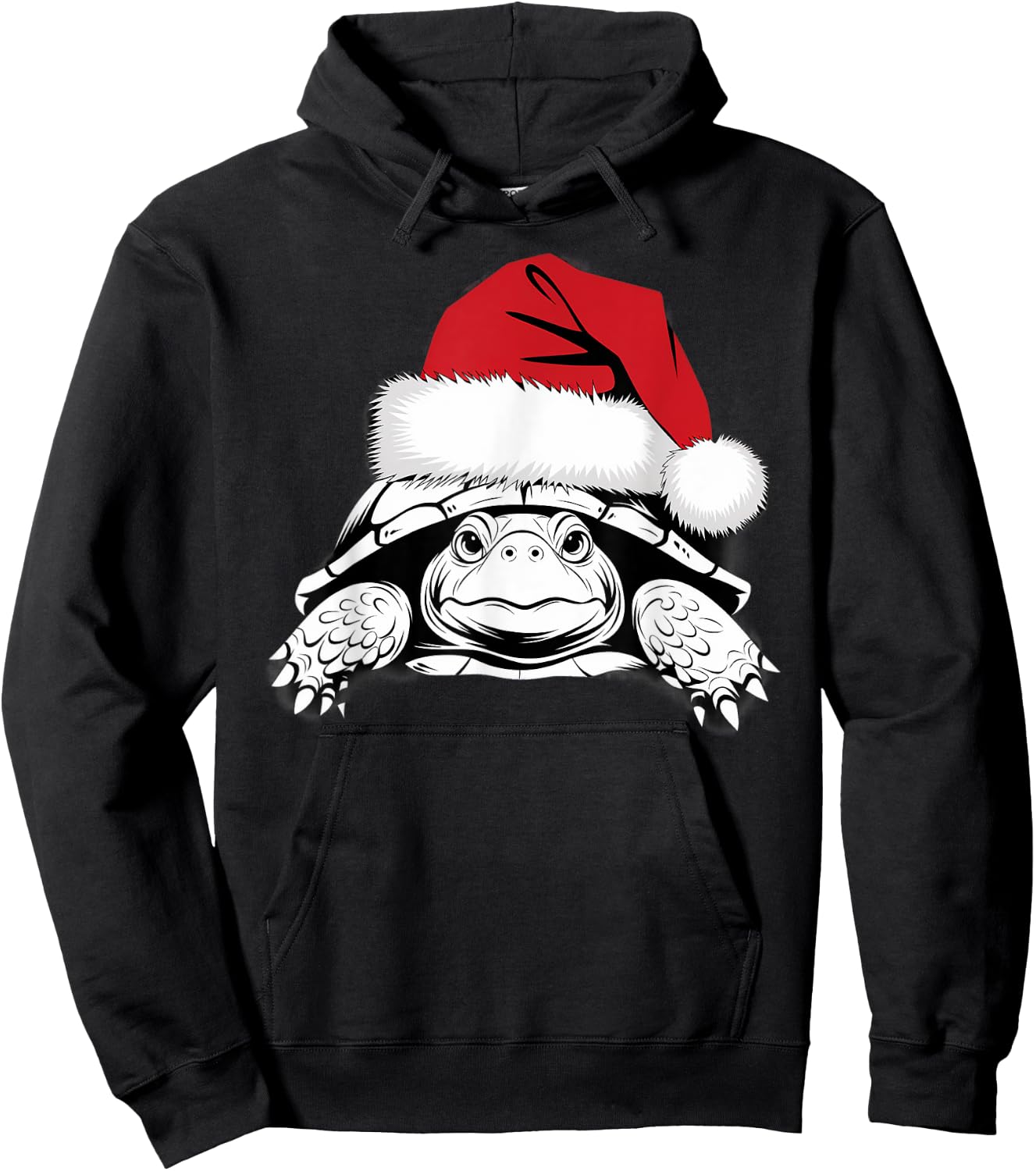 Funny Santa Turtle on Marry Christmas Turtle Hoodie - Hoodie | Black