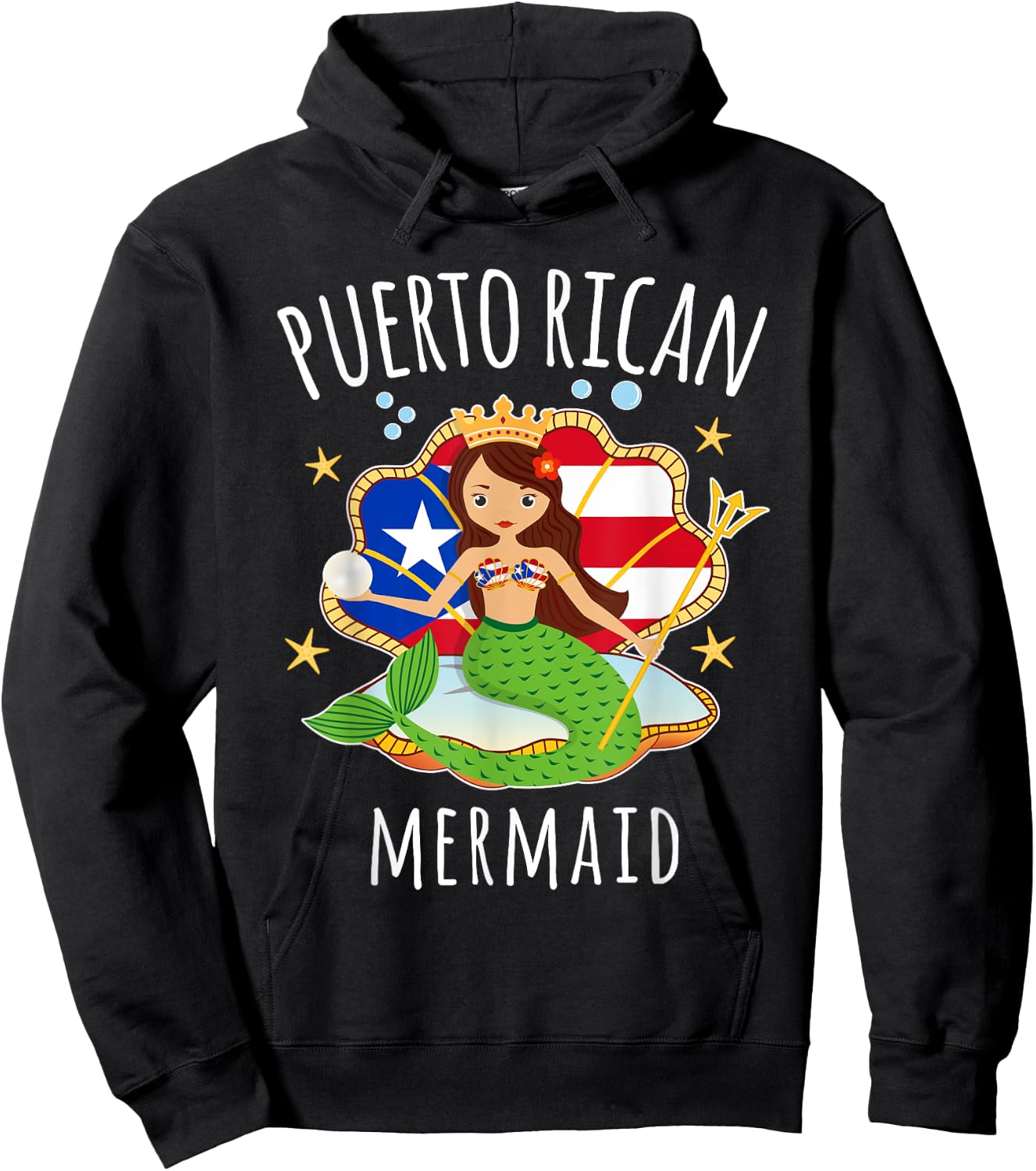 Puerto Rico Flag Puerto Rican Mermaid Kids Hoodie - Hoodie | Black