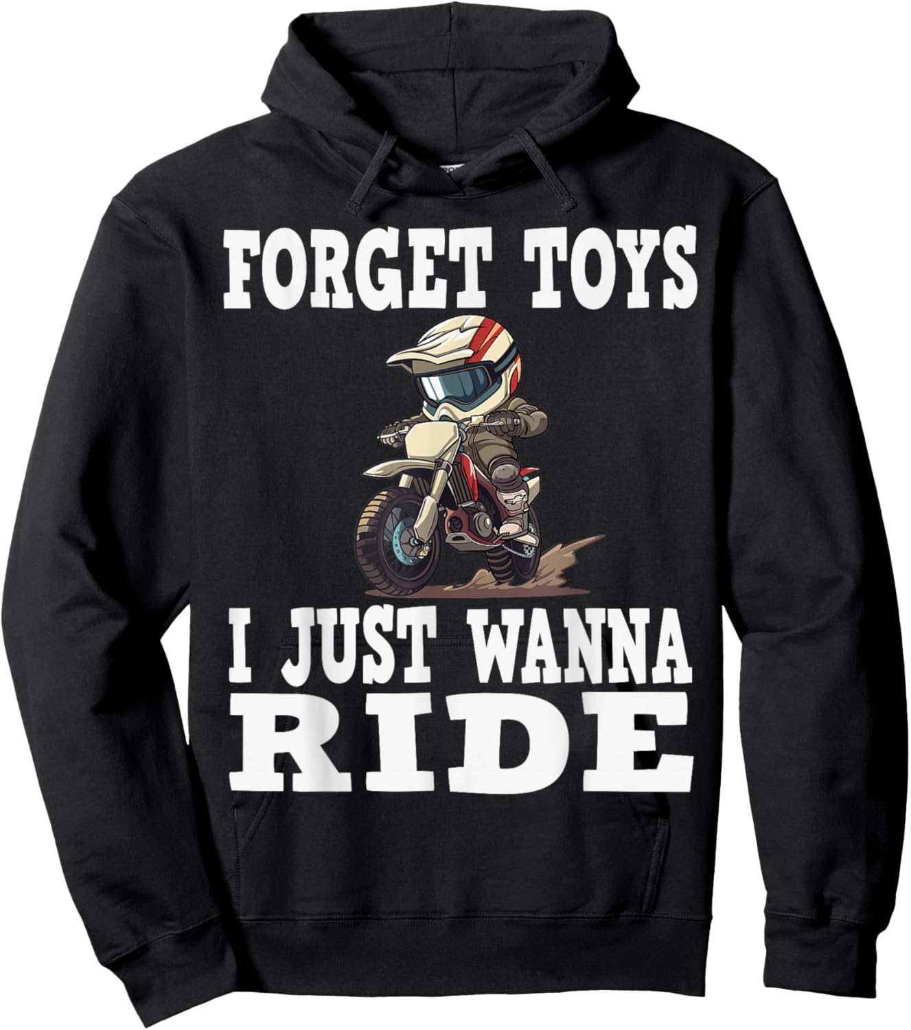 Forget toys i just wanna ride, Kids Dirt Bike Hoodie - Hoodie | Black