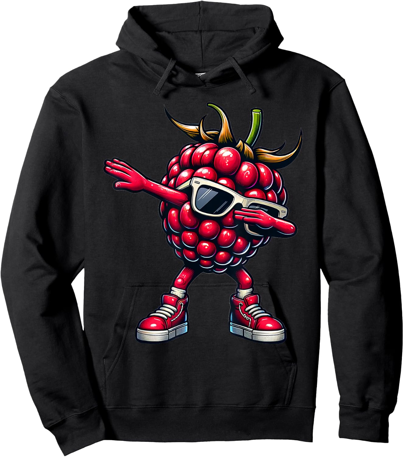 Dabbing Raspberry Funny Pink Raspberry Fruit Gift Hoodie - Hoodie | Black