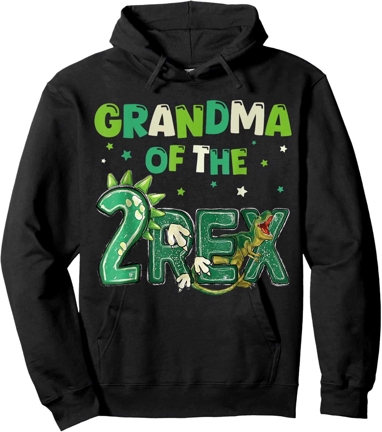 Grandma of the Two Rex Birthday Dinosaur Family Matching Hoodie - Hoodie | Black