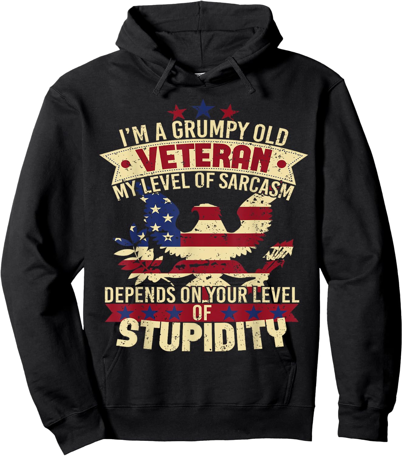 Level Of Sarcasm Stupidity Grumpy Old Veteran Soldier Shirt Hoodie - Hoodie | Black